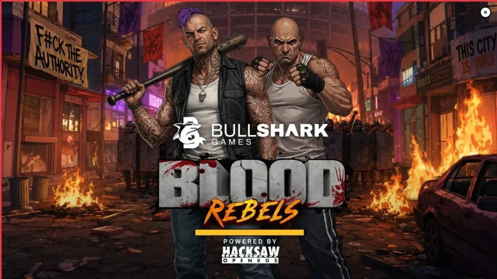 Tampilan visual slot Blood Rebels dengan tema urban yang gritty