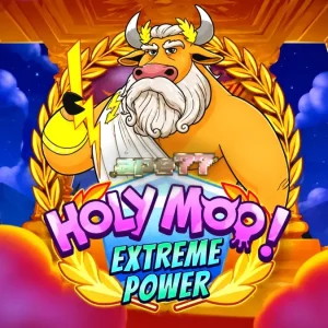 Tampilan visual slot Holy Moo! Extreme Power dengan tema dewa sapi